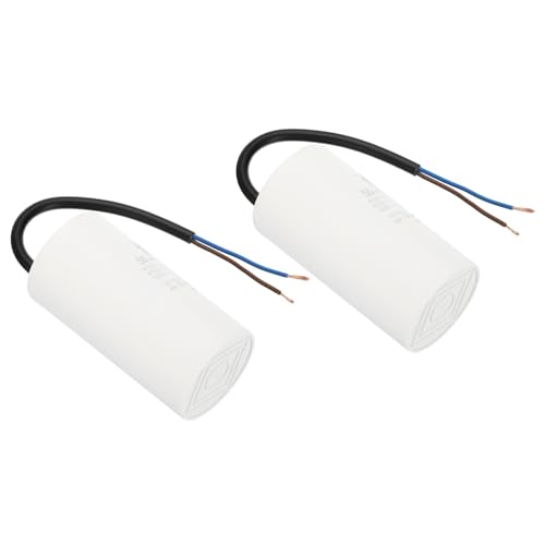 YOKIVE 2 Piezas Capacitor CBB60 50uF Con 2 Cables, AC 450V (Blanco, 95x48mm)