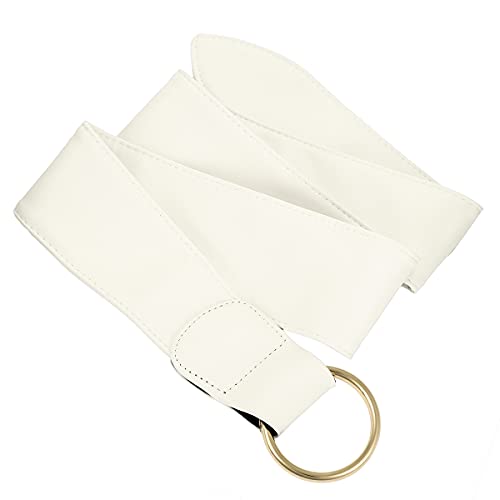 Samtree Dress Belt For Women，Solid Color Double D Ring Cinch Waistband(White) #TOP3