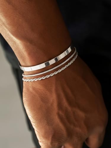 Pulsera de plata para hombre 6.5 in miniatura 2