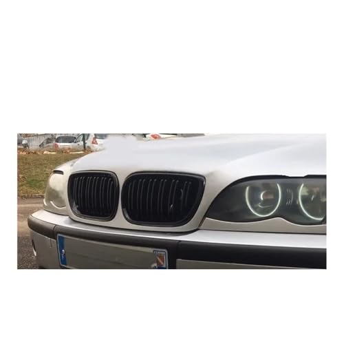 Car Front Grille 2Pcs Car Style Gloss Black Front Kidney Double Slat Grill Grille For 3 Series E46 Sedan for Touring 2002-2006 Accessories