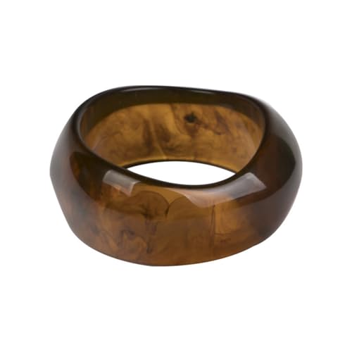 Image of 1Pc Resin Wide Round Bangle Bracelets Minimalist Jewelry for Women Geometric Bohemian Colorful Wrap Bracelet Elegant Round Acrylic Holiady Chunky Thick Bracelet