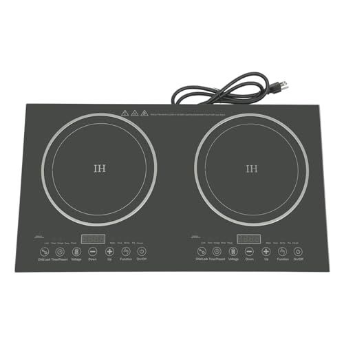 CRYBY Portable Electric Dual Induction Cooker With 8 Gear Firepower, Powerful Cooktop Countertop Double Burner Hot Plate, LED Touch Screen, Controllable Stove Top, 110V 1200W