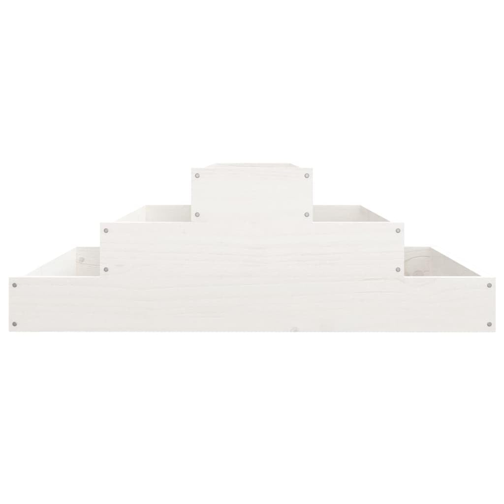 Bancal elevado de 80 x 80 x 27 cm de pino macizo blanco, diseño de escaleras para balcón y jardín, robusta maceta con escalones para verduras y hierbas