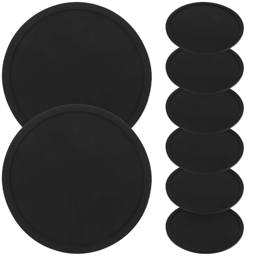 Cabilock 8個 黒色シリコン製防滑杯? 丸型耐熱カップマット テーブル保護用滑り止めパッド 飲料やコーヒーカップ対応 家 バー レ 再利用可能