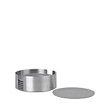 blomus 6 Piece Coaster Set with Stainless Steel Holder - Sharkskin (Grey) Coasters