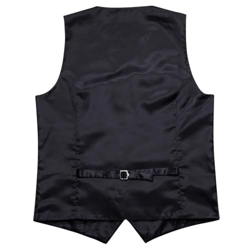 Men's Textured Silk Waistcoat Tie Set with Hanky Cufflinks Sleeveless Suit Vest for Wedding Business4