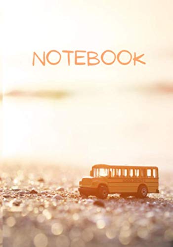 Notebook: Cahier ligné - 17,78 cm x 25,4 cm - 91 pages lignées avec marge - Couverture originale avec schoolbus sur plage . Cadeau pour la rentrée ou pour prendre des notes. Ecole ou usage personnel .