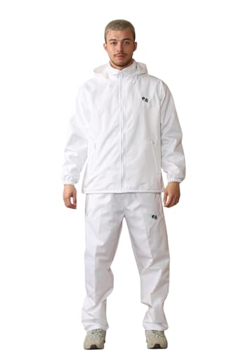 Janisramone® Men's Bowling Jacket & Trousers, Fully Fleece Lined Waterproof Jacket Detachable Hoodie Mens Zip up Fleece Jacket