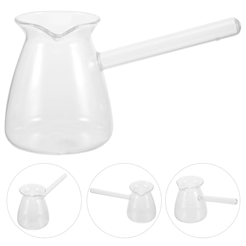 Olla pequeña de vidrio de 450ml para calentar salsas sin quemarlas 8