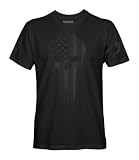 USA American Flag Skull Men's Stealth T-Shirt (Black Shirt, 4XL)