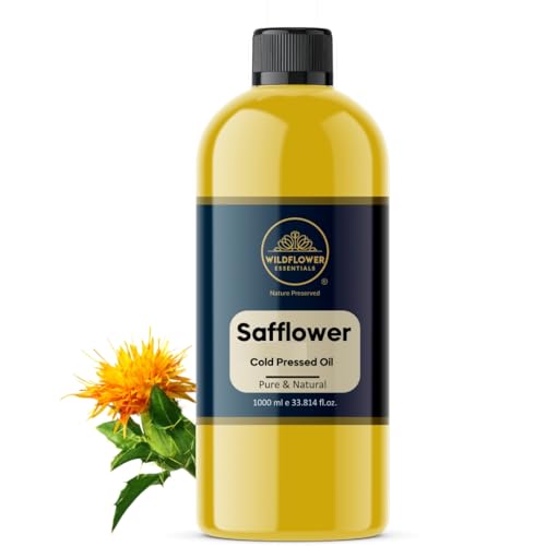 Image of Pure Safflower Oil (Carthamus tinctorius) | Cold Pressed | Natural | Undiluted | For Hair, Skin, Body & Massage | Men & Women | 1000ml