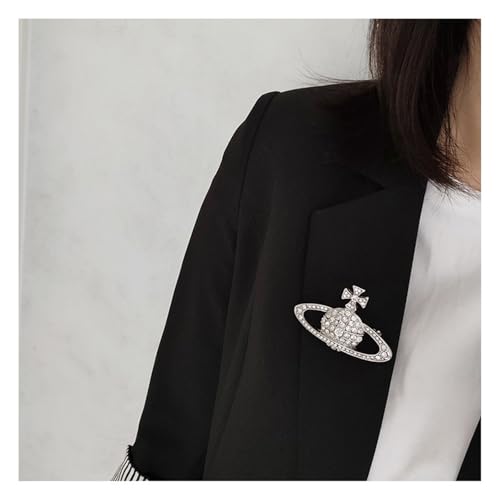 Image of Dreuyet Saturn Planet Brooch Pin for Women Ladies Dainty Rhinestone Star Lapel Pin Cubic Zirconia with Crystal Planet Brooch Fashion Dress Accessories Jewelry for Suit Clothing Jackets Badges