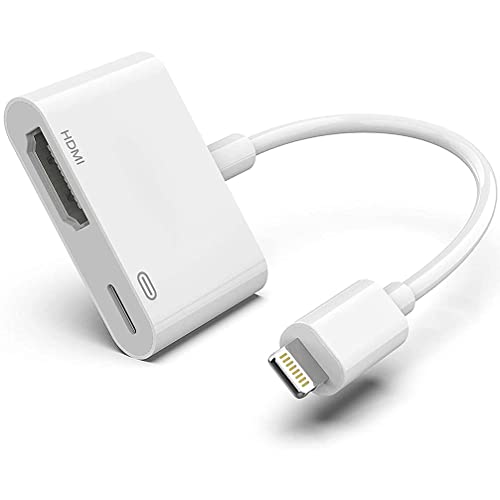 Adaptateur Lightning AV numérique 1080P [Certifié Apple MFi] iPhone HDMI Adapter TV Lightning vers HDMI Câble Plug and Play pour iPhone 14/13/12/SE/11/XS/XR/X/8/7/Pad vers TV/HDTV/Monitor/Projector