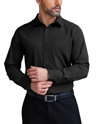 COOFANDY Men Formal Long Sleeve Shirt Tailored Fit Spread Collar