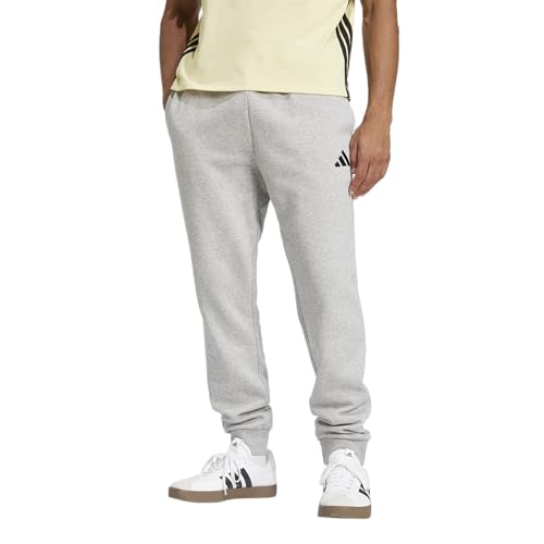 adidas Men's Essentials Feel Cozy Fleece Pants, Medium Grey Heather/Black