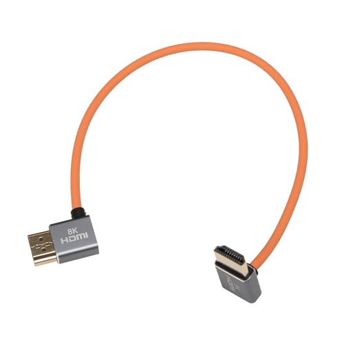 DRRI Cable HDMI de silicona suave 8K a 60Hz 4K a 120Hz HDMI de izquierda a abajo para Sony A7III A7S3, FX3, FX6, FX30, BMPCC 4K 6K, Nikons Z6 Z7, Ronin S, Atomos Ninja V (30 cm) - imagen 2