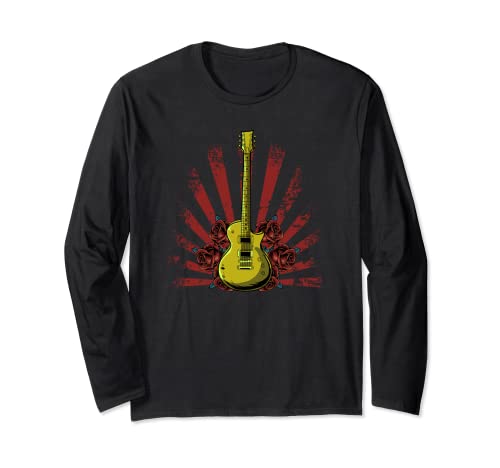 Electric Guitar Band Musician - E-Guitar Rock Guitarist Long Sleeve T-Shirt, Black