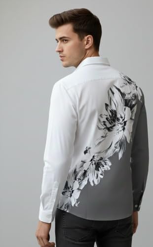 Image of Men's Floral Printed Casual Shirt | Full Sleeve Button-Down Stylish Shirt for Men | Slim Fit Party, Office & Street Wear Fashion Shirt