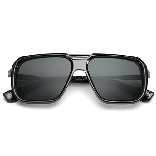 Square Aviaor Sunglasses for Men Fashion Trendy Gold Metal Frame Punk Retro Cool Shades2