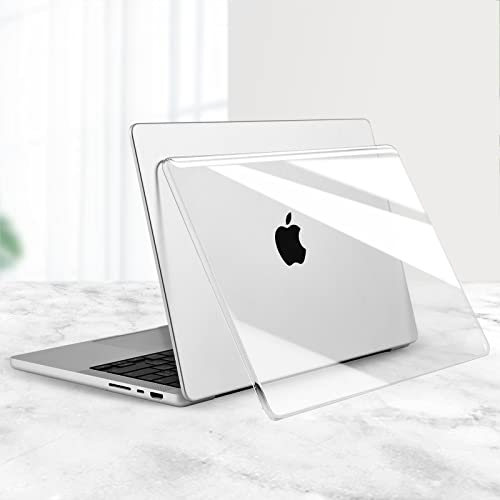 Eoocoo Compatible For Macbook Pro 14 Inch Case 2023 2022 2021 Release M2 A2779 A2442 M1 Pro M1 Max Chip, Hard Shell Cases With Keyboard Cover, Screen Protector - Crystal Clear #TOP4