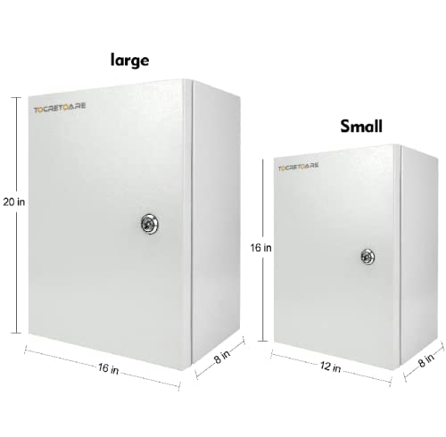 Tocretoare Outdoor Electrical Box, Steel Junction Box 20 X 16 X 8'', Nema 4X Electrical Enclosure Box Ip66 Waterproof & Dustproof, Universal Electrical Project Box With Lock & Mounting Plate #TOP7