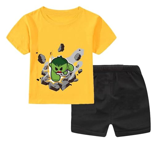 Image of Bold N Elegant Kids Cartoon Stripe Print Cotton Cute Half Sleeve T-shirt and Shorts Clothing Set for Infant Toddler Baby Boy Girl
