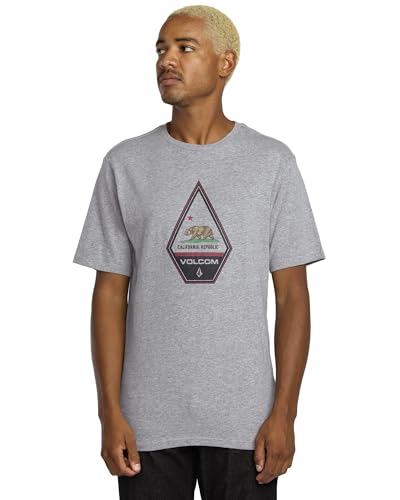 Volcom Men’s California State Logo Short Sleeve T-Shirt – Cotton Crewneck Graphic Tee, Off White Heather, XX-Large - image 1