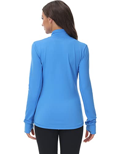 Cozziplus Women Zip Up Athletic Running Jacket Lightweight Workout Yoga Top With Thumb Holes And Pocket (Blue, M) #TOP2