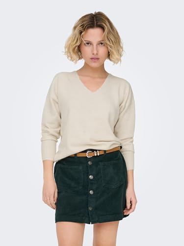 ONLY Damen Strickpullover V-Ausschnitt Sweater Onlrica Life L/S V-Neck Pullo KNT Noos 15224360,Birchdetail:w. Melange,XS – Ansicht 2