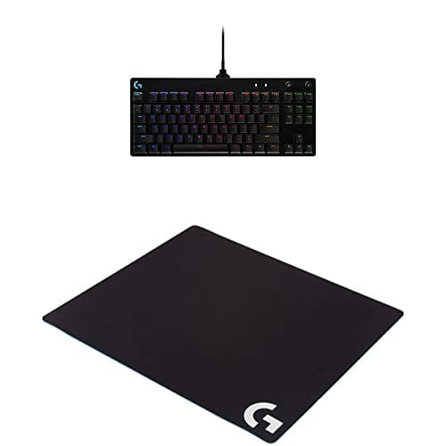 Logitech G PRO Mechanical Gaming Keyboard, Ultra Portable Tenkeyless Design, Detachable Micro USB Cable, 16.8 Million Color LIGHTSYNC RGB Backlit Keys & G640 Large Cloth Gaming Mousepad - Black