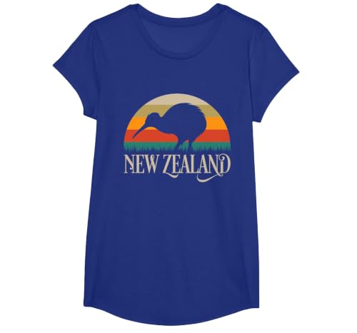 New Zealand Kiwi Vintage Bird NZ Travel Kiwis New Zealander T-Shirt, Girls, Royal Blue, Large