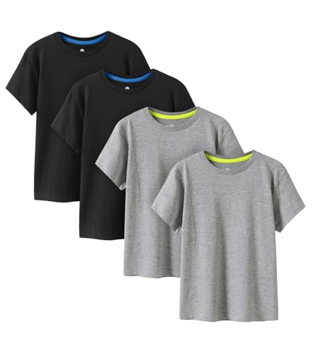 Image of LAPASA Boys & Girls Cotton T-Shirts 4 Pack Tagless Tees for 3T-13Y Kids K01
