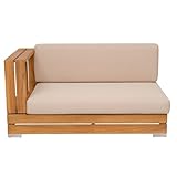 Teako Design Outdoor Ecksofa Korsika Ottomane Links Teakholz, Massivholz Sofalandschaft, Nachhaltige Möbel, Edelstahlfüße, FLEGT-Lizenziertes Teakholz, Gemütliche Sitzecke