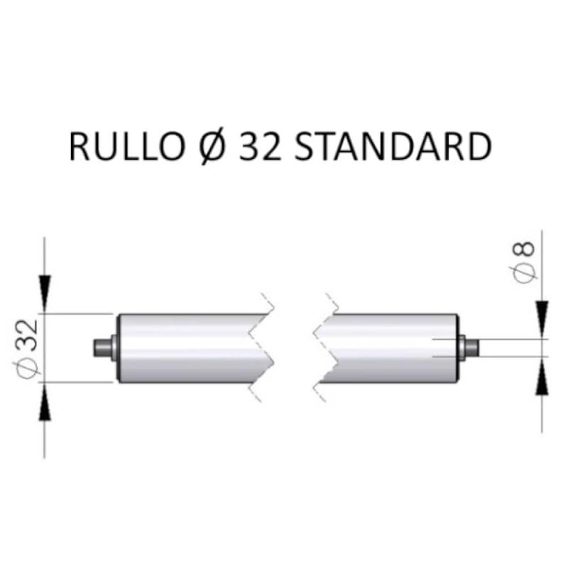 Rulliera lineare folle zincata L.1540xP.500 passo 70 rulli Ø32 movimenta confeziona colli industria logistica RLF3/50/154P70/ZF