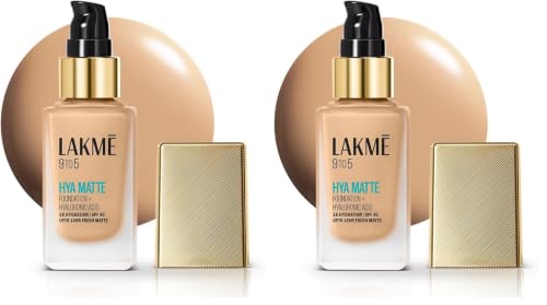 Image of LAKME 9to5 Hya Matte Liquid Foundation + Hyaluronic Acid Neutral Light - 25ml (Pack of 2)