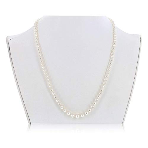 14K White Gold & Round White Freshwater Cultured Pearl 4Mm-9Mm Graduated 18" Strand Princess Choker Necklace With Fishhook Clasp #TOP3