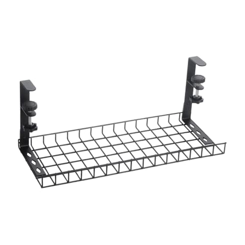 Bandeja para gestión de cables bajo escritorio, ajustable, acero al carbono, instalación sin taladro, 13.78x7.28x7.68 pulgadas, para cocina, oficina y hogar miniatura 5