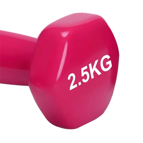 Image of AmazonBasics Vinyl Dumbbell Pair, 2 x 2.5Kg (Pink)