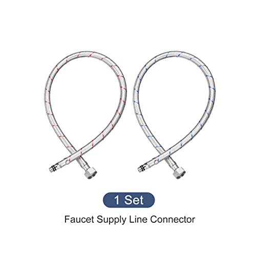 Metallixity Faucet Supply Line Connector (800Mm/31") 1Set, 304 Stainless Steel G1/2 Female To M10X1.0 Male Water Supply Hose Connector - For Kitchen Bathroom #TOP4