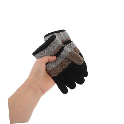 BESPORTBLE 1Pair Warm Knit Gloves for Cozy Winter Mittens Soft Striped Design Comfortable Thermal Protection for Boys for Cold Weather and Daily Activities3