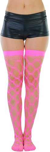 Image of ToBeInStyle Women's Multi-Strand Large Diamond Fence Net Thigh High Stockings