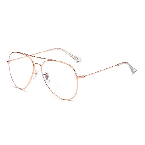 Image of Dollger Aviator Clear Lens Glasses Non-prescription Eyeglasses Metal Frame for Women Men (3025 rose gold)