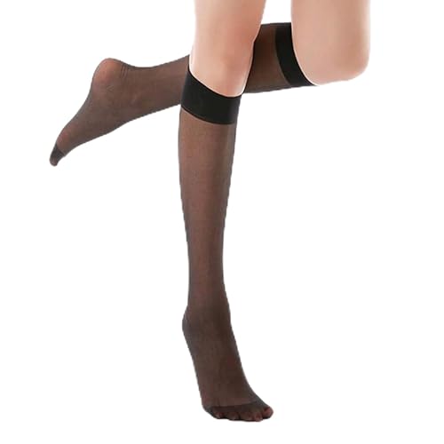 Genérico Calcetines Finos Mujer Pantimedias Transparentes hasta la Rodilla con Puntera Reforzada, Medias de Nailon 20D para Mujer Medias Negras Tupidas Faja (Black, One Size)