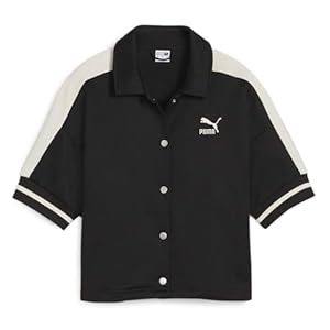 Puma Womens T7 For The Fanbase Button Down Athletic Outerwear Casual – Black – Size M