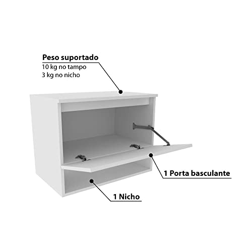Balcão Gabinete Suspenso para Banheiro BN3606 Branco SEM CUBA