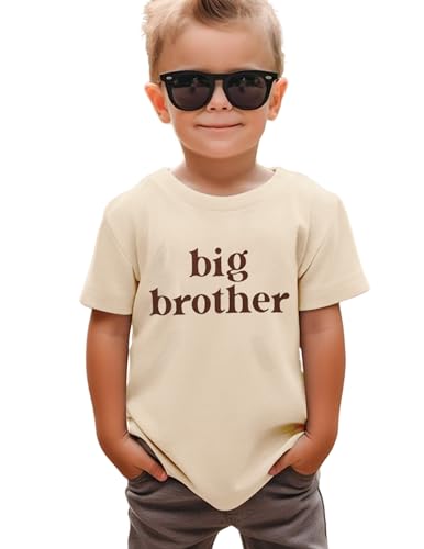 Image of SANIXJOO Big Brother Shirt Toddler Baby Boy Promoted to Big Brother Announcement Tshirt Kids Short Sleeve Clothes