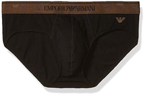 Emporio Armani Men's Shiny Logoband Brief, Black, L