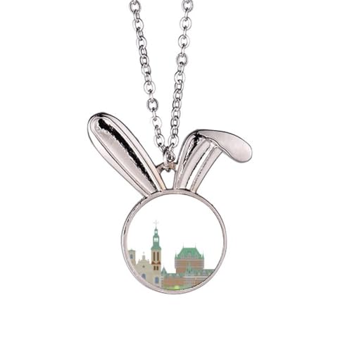 Collier lapin du Canada pendentif raffiné aux détails architecturaux