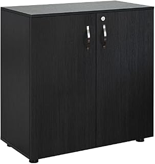 Vinsetto 2-Tier Locking Office Storage Cabinet File Organisation w/Feet Melamine Coating Aluminium Handles 2 Keys Stylish Black