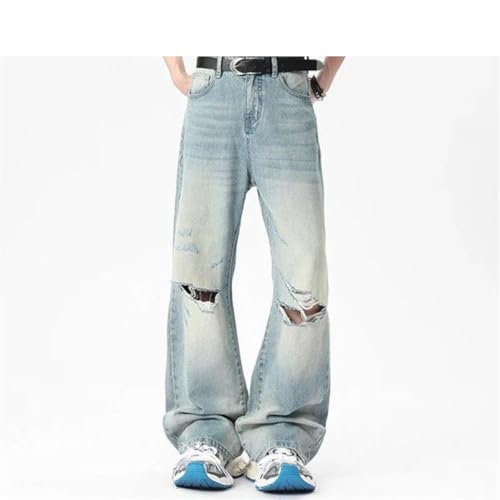 Men's Worn-Out Jeans Hole Design Loose Denim Pants Straight Menwear2